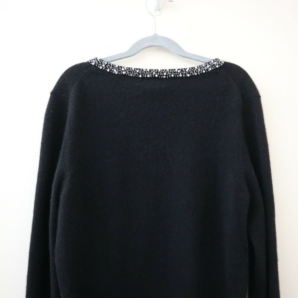 Lilly Pulitzer Size S Cashmere V Neck Pullover Sweater Black Bead Embellished - Picture 8 of 9